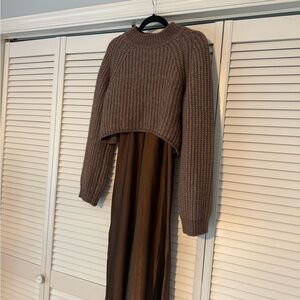 dh NEW YORK Brown Knit Sweater Dress